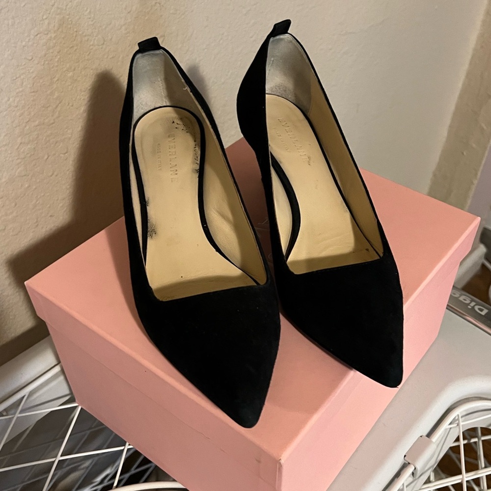 Everlane suede kitten heel